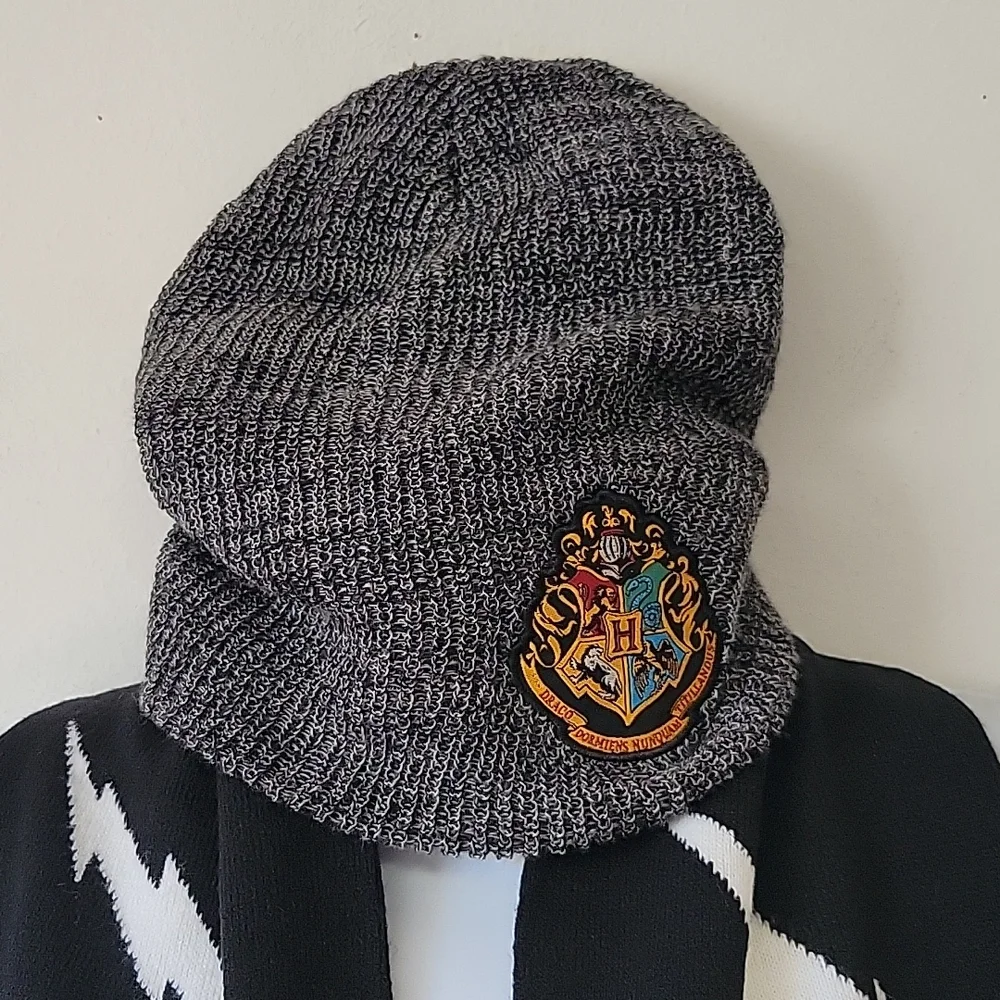 GUC harry potter gryffindor scarf and hogwartz heather gray beanie